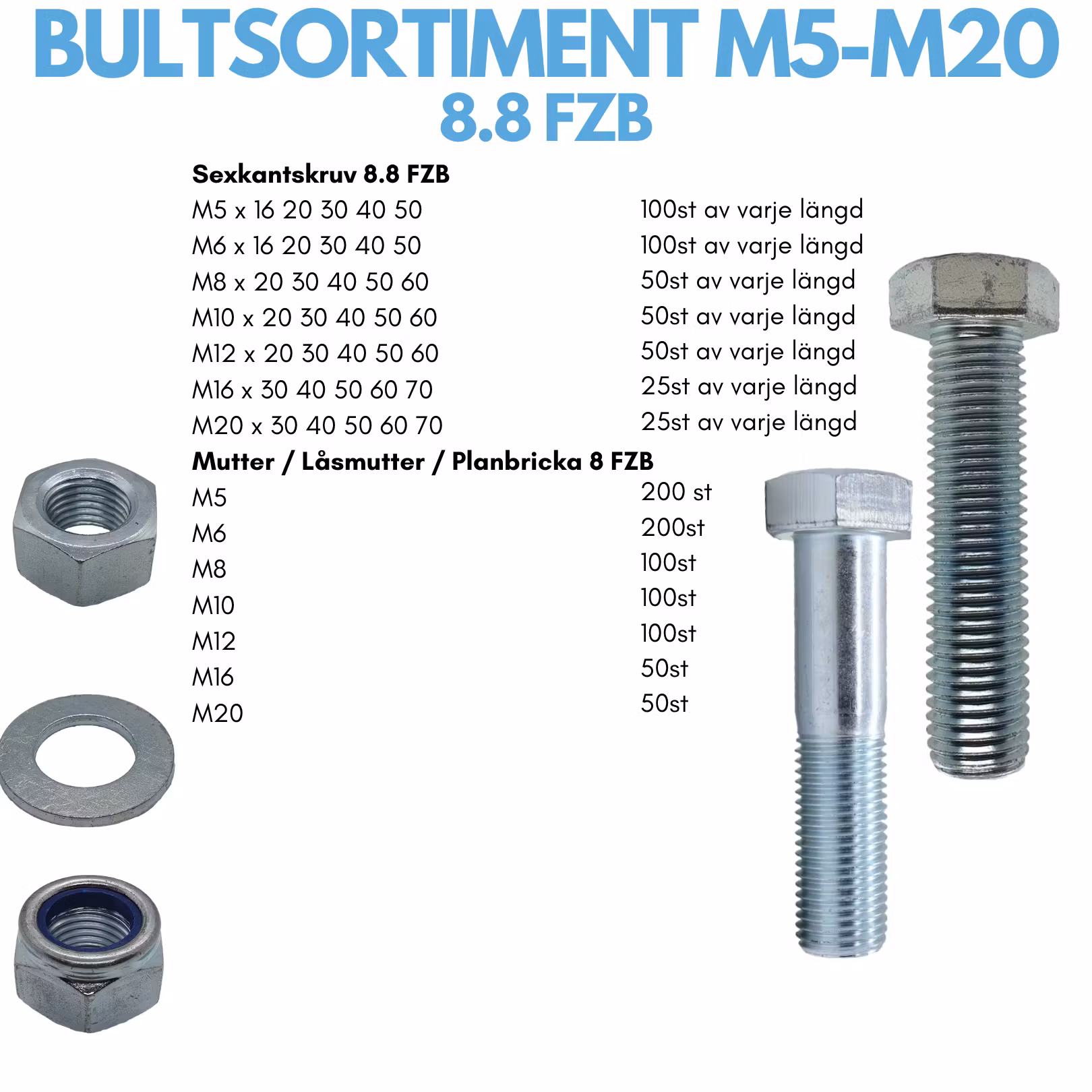 Komplett bultsortiment M5-M20 FZB