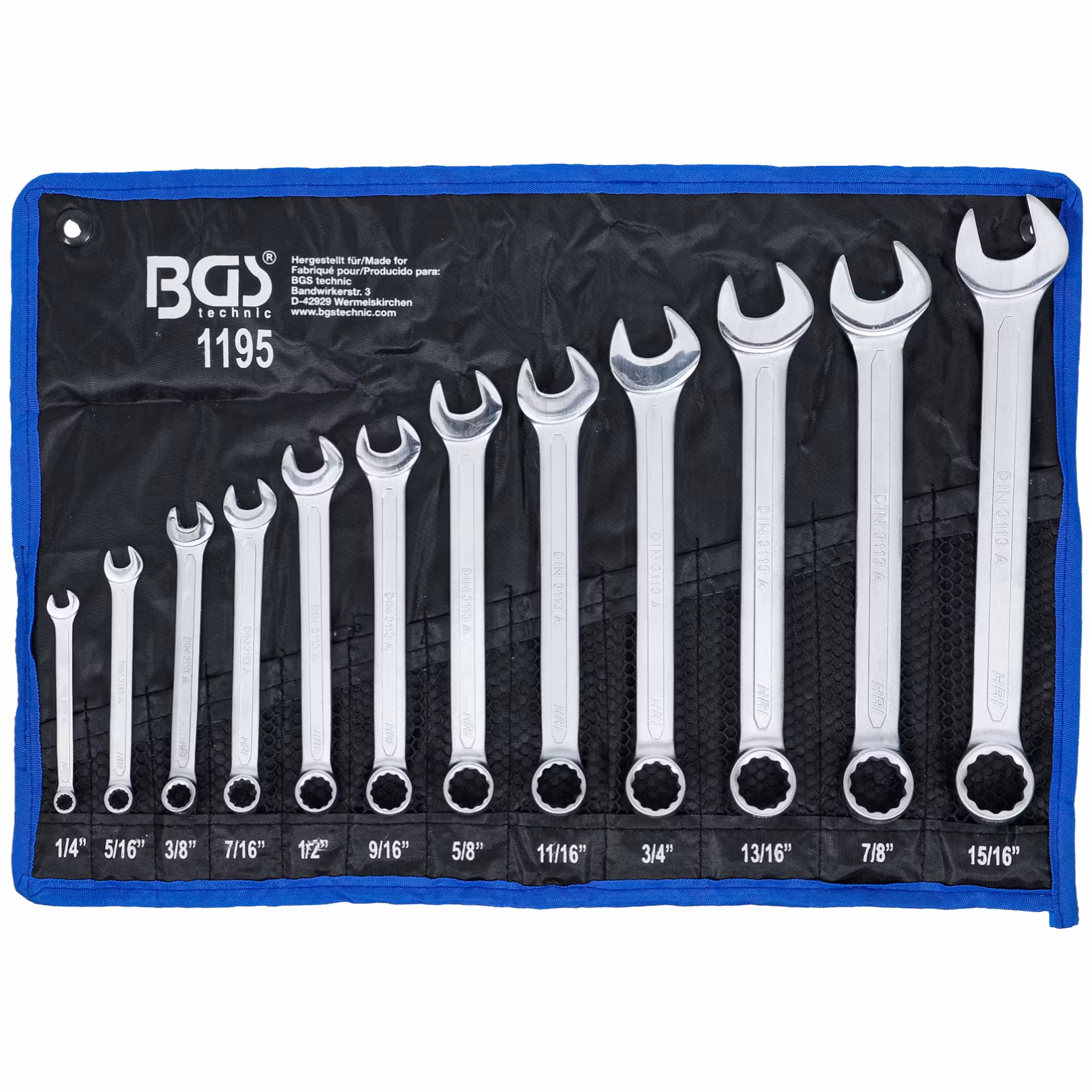 Blocknyckelsats Tumsstorlekar 1/4" - 15/16" 12 delar