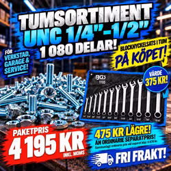 Tumsortiment UNC 1/4"–1/2" 8.8 FZB 1 080 delar + Blocknyckelsats i tum 12 delar på köpet!