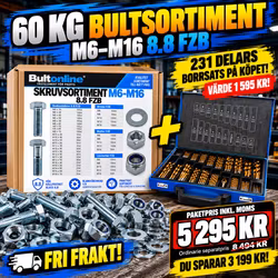 Mellan Bultsortiment M6-M16 8.8 FZB 60KG + Borrsats 231 delar PÅ KÖPET!