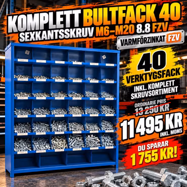 Sexkant 8.8 Varmförzinkat M6-M20 Bultfack 40
