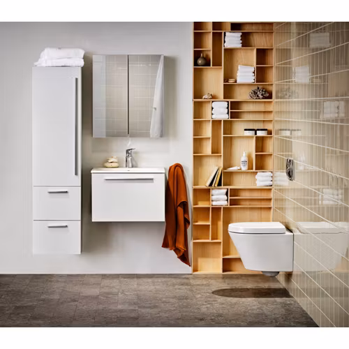 Tvättställsskåp Alterna Ella Kompakt 90 cm Ljusgrå Matt Med Tvättställ i Mineralkomposit