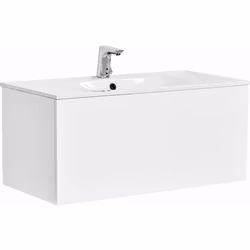 Tvättställsskåp Alterna Ella Kompakt 90 cm Vit Högblank Med Tvättställ i Porslin