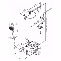 Takduschpaket Damixa Core 150 mm Matt Svart