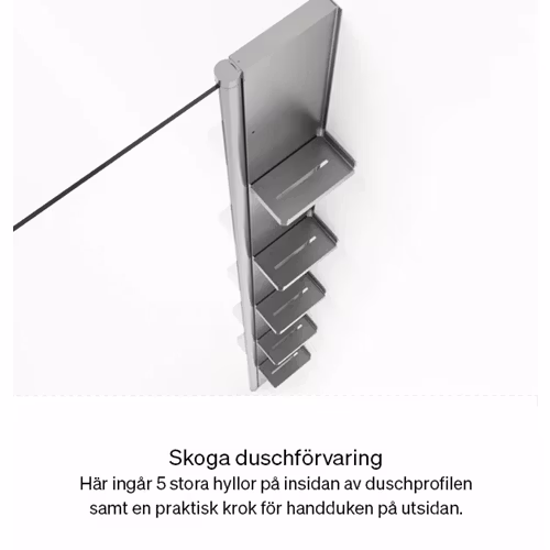 Duschpaket Svedbergs Skoga Aluminium Blank Rak 90x90