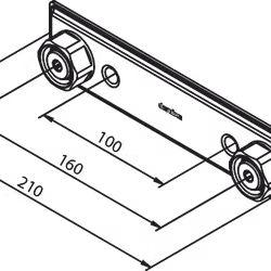 Blandarfäste Damixa160 CC - till 15 mm PEX rör Krom