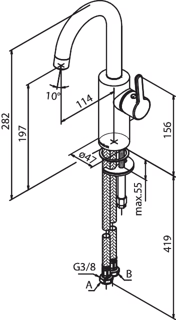 Tvättställsblandare Damixa Silhouet Piccolo Svart