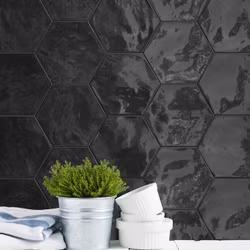 Kakel Hexagon Wall Black Swan 15x17