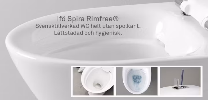 Toalettstol Ifö Spira 6260 Rimfree Med Hårdsits, För Limning