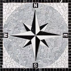 Mosaik Rosoni Windrose Nero 66X66