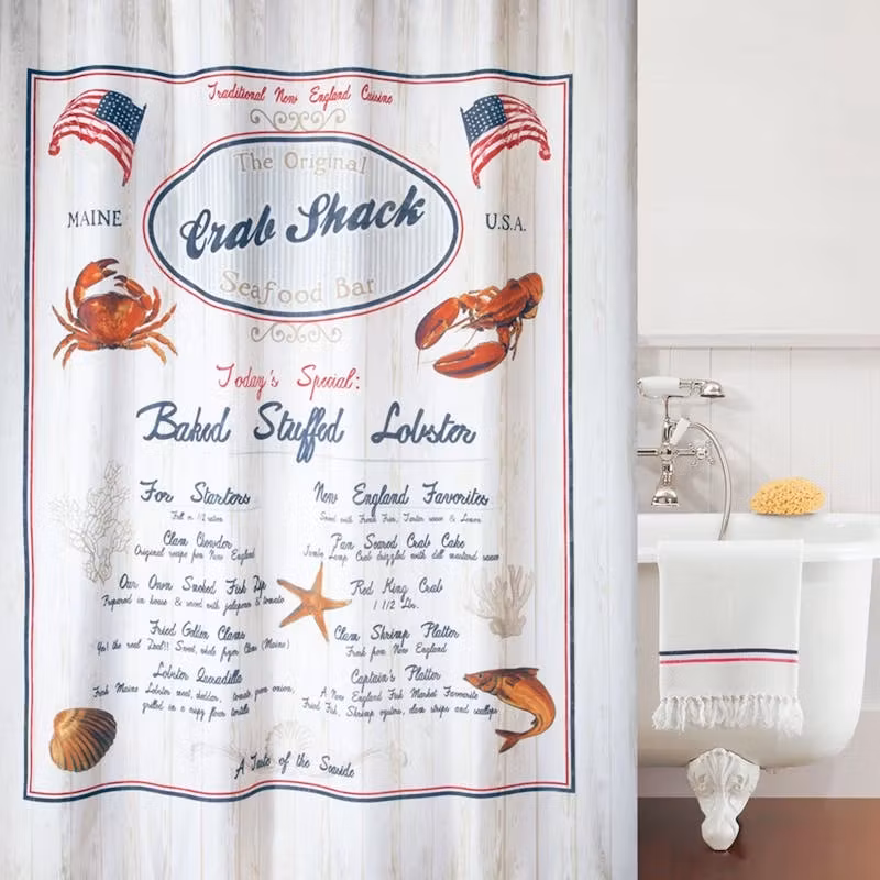 Duschdraperi Spirella Crab Snack navy-red 180x200 cm