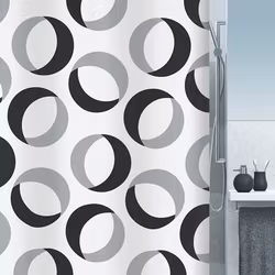 Duschdraperi Spirella Rings Grey-Black 180x200 cm