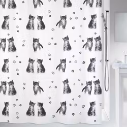 Duschdraperi Spirella Kitty Paw Grey 180x200 cm