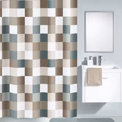 Duschdraperi Kleine Wolke Check Taupe 180x200 cm