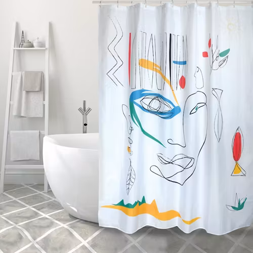 Duschdraperi Spirella Faces Multi 180x200 cm