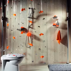 Duschdraperi Spirella Goldfish Orange 180x200 cm