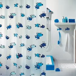 Duschdraperi Spirella Hugo Blue 180x200 cm