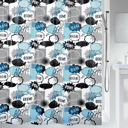 Duschdraperi Spirella Wow Black/Blue 180x200 cm