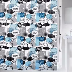 Duschdraperi Spirella Wow Black/Blue 180x200 cm