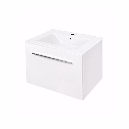 Tvättställsskåp Alterna Ella Aqua 50 cm Vit Högblank Med Tvättställ i Mineralkomposit