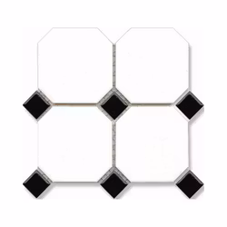 Klinker Ottagona Vit Matt 9.6X9.6 med Svart Passbit