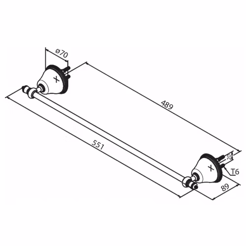 Handduksstång Damixa Tradition Enkel 556 mm Krom