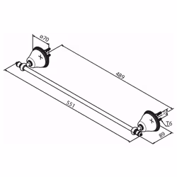 Handduksstång Damixa Tradition Enkel 556 mm Krom