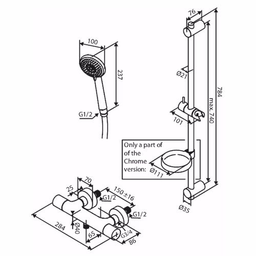 Duschset Damixa Core Flex 150cc Krom