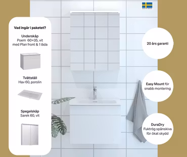 Möbelpaket Svedbergs Poem 60x35 1 låda med Spegelskåp
