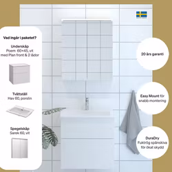 Möbelpaket Svedbergs Poem 60x45 2 lådor med Spegelskåp