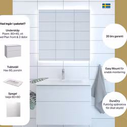 Möbelpaket Svedbergs Poem 80x45 2 lådor med Spegel