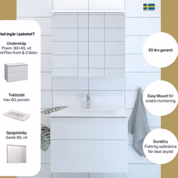 Möbelpaket Svedbergs Poem 80x45 2 lådor med Spegelskåp