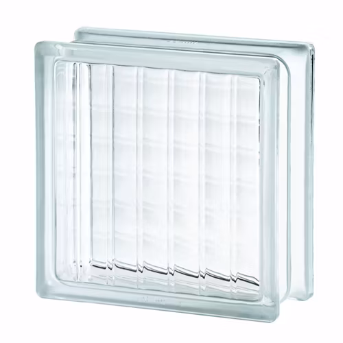 Glasblock Basic 1908/F Klar Bredkorsräfflad