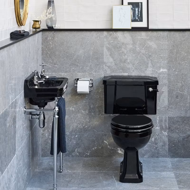 Toalett Burlington Svart med Bred Cistern