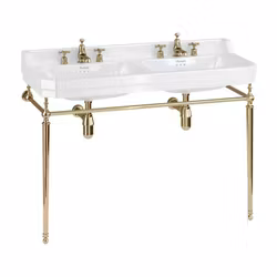 Tvättställ Burlington Edwardian 120 cm Dubbelt med Handfatsställ Gold