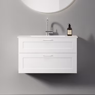 Tvättställsskåp INR Viskan Classic 80, Premium White/Stenkomposit