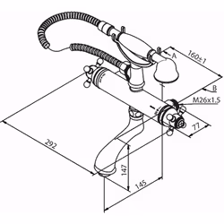 Badkarsblandare Damixa Tradition med Handdusch Krom