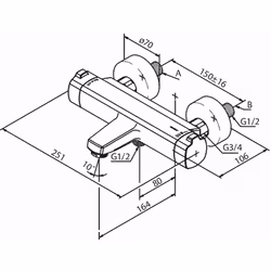 Badkarsblandare Damixa Pine 700 Thermixa 150 cc