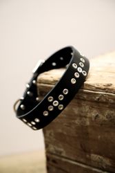 Tjuhkale - fast hundhalsband i läder