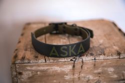 Fast hundhalsband i två bredder med två färger, i Biothane®