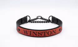 Hundhalsband halvstryp kedja och två färger