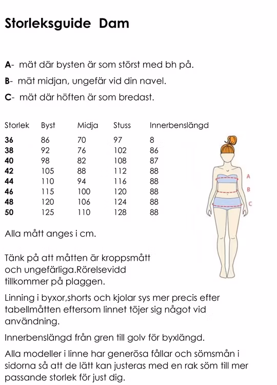 Tunika Alma i cert linne. Sys i Sverige