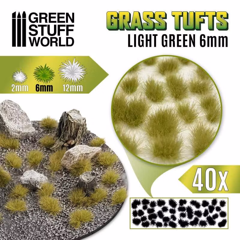 Grass TUFTS - 6mm self-adhesive - LIGHT GREEN