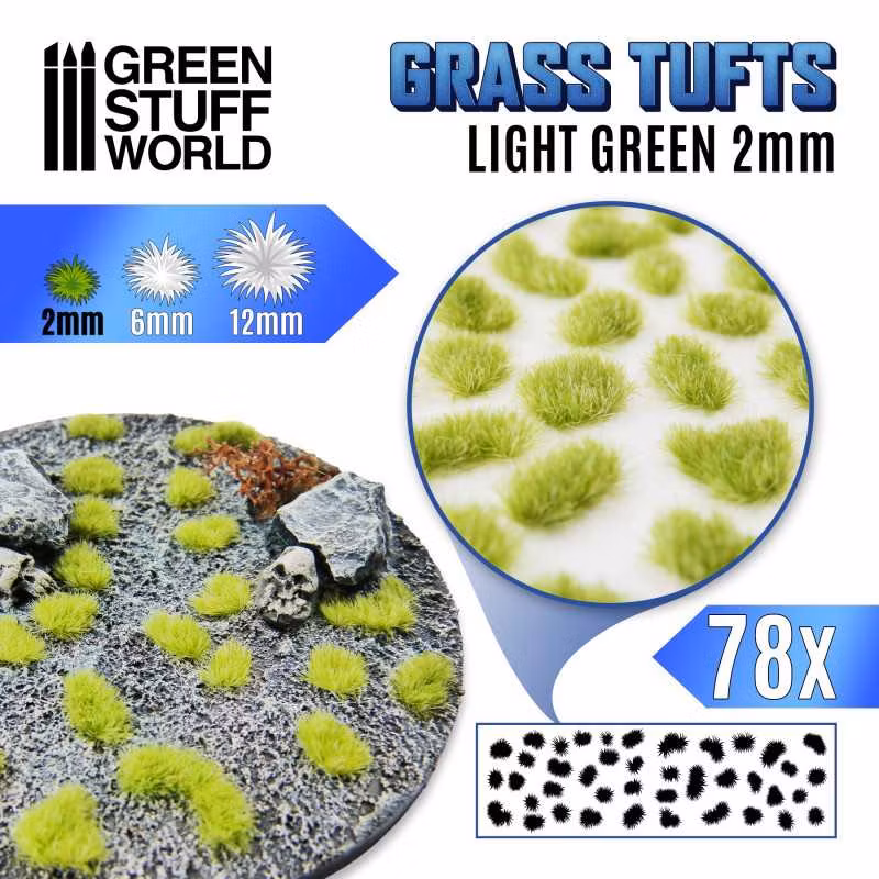 Grass TUFTS - 2mm self-adhesive - Light Green