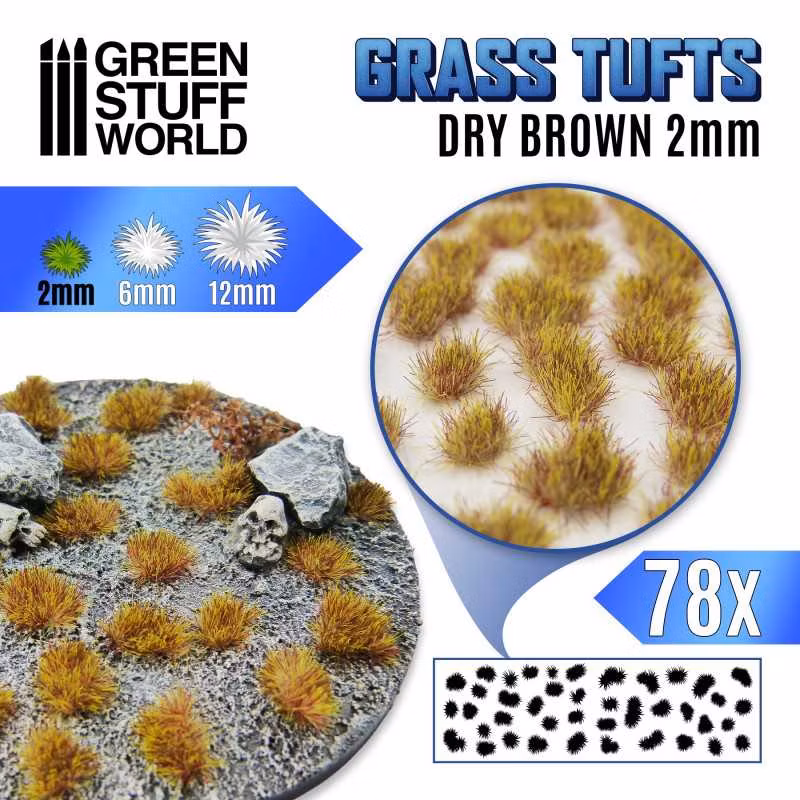 GRASS TUFTS - 2MM SELF-ADHESIVE - DRY BROWN