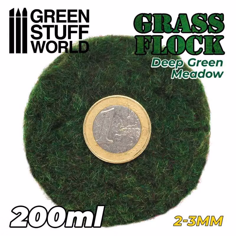 Static Grass Flock 2-3mm - DEEP GREEN MEADOW - 200 ml