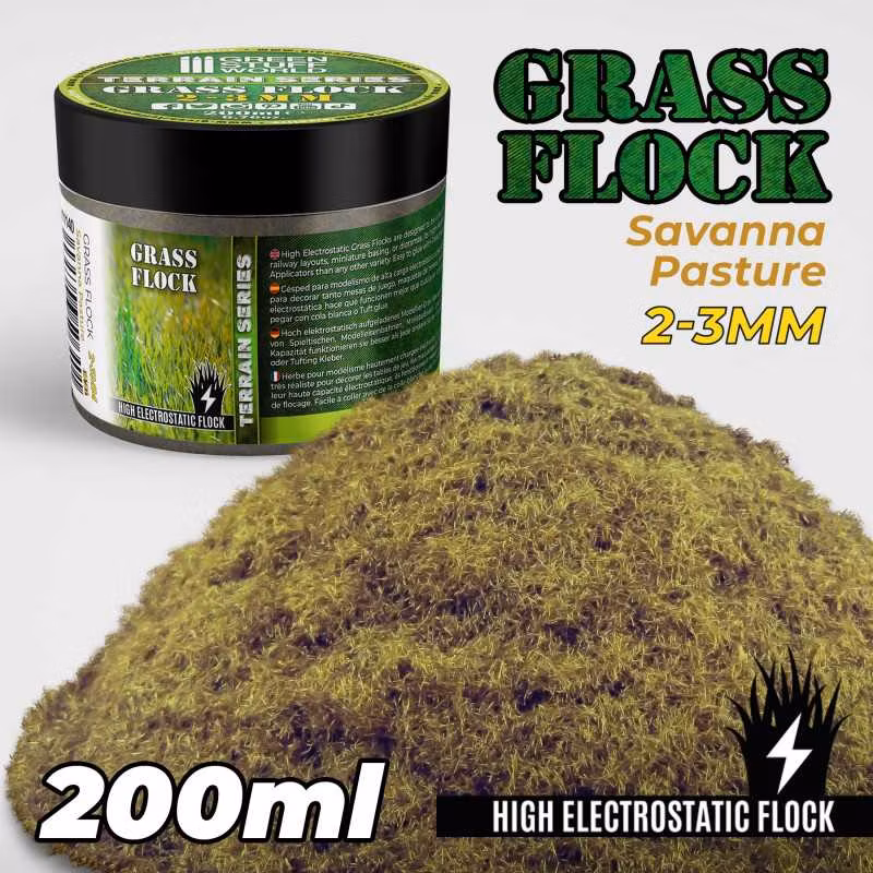 Static Grass Flock 2-3mm - SAVANNA PASTURE - 200 ml