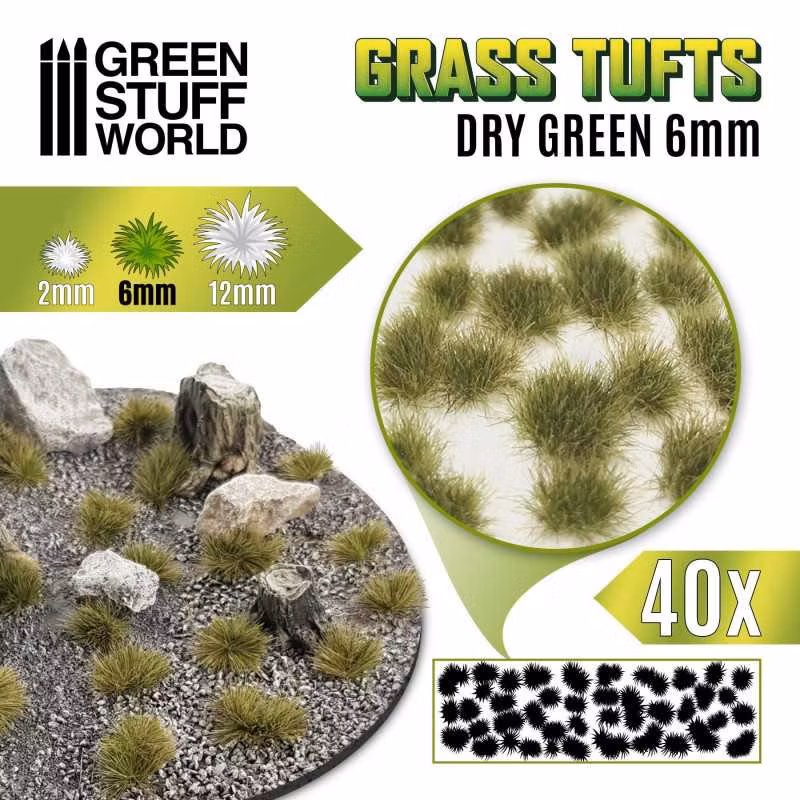 Grass TUFTS - 6mm Self-adhesive - DRY GREEN