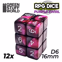 12x D6 16mm Dice - Purple Swirl