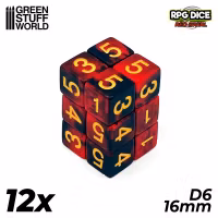 12x D6 16mm Dice - Red Swirl
